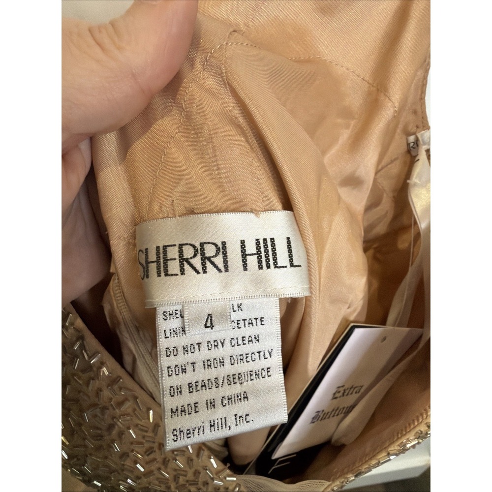 Sherri  Hill dress Bugle Beaded Size 4 NWT Nude Short Mini Sexy Party Cruise - Picture 10 of 15